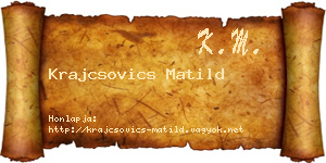 Krajcsovics Matild névjegykártya